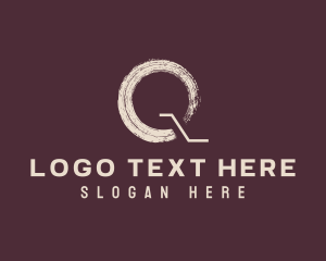 Beige - Paint Stroke Letter Q logo design
