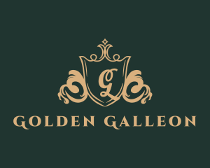 Golden Royal Shield logo design