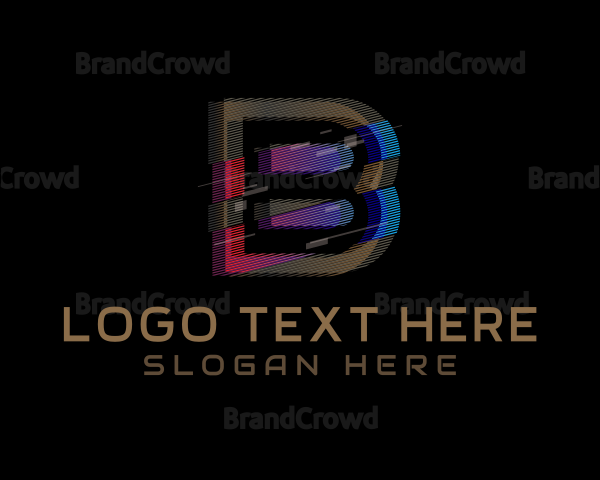 Gradient Glitch Letter B Logo