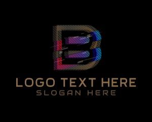 Pixelated - Gradient Glitch Letter B logo design