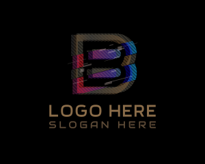 Vhs - Gradient Glitch Letter B logo design