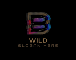 Stream - Gradient Glitch Letter B logo design