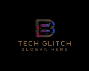 Malfunction - Gradient Glitch Letter B logo design