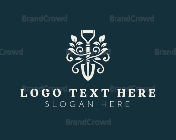 Floral Landscaping Shovel Logo