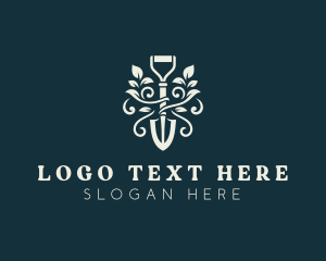 Shovel - Floral Landscaping Shovel logo design