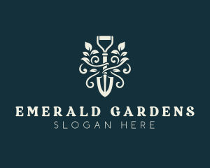 Floral Landscaping Shovel logo design