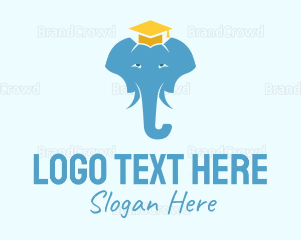 Graduation Cap Elephant Logo