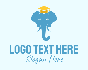 Trunk - Graduation Cap Elephant logo design