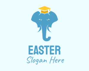 Trunk - Graduation Cap Elephant logo design