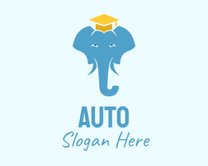 Graduating - Graduation Cap Elephant logo design