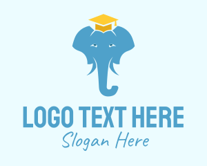 Elephant - Graduation Cap Elephant logo design