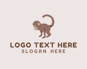 Cimpanzee - Brown Monkey Animal logo design