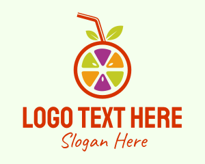 Straw - Tropical Juice Drink logo design