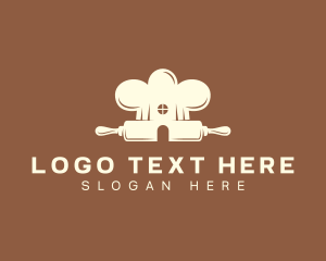 Bake - Rolling Pin Pastry Chef logo design