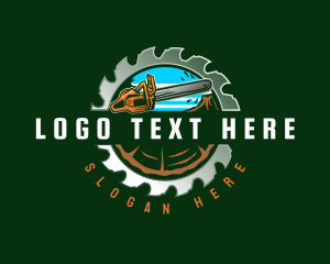 Tree Cutting - Lumber Chainsaw Cutter logo design