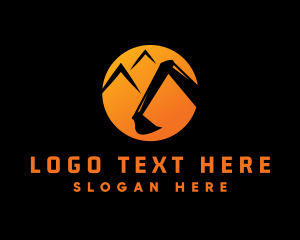 Gradient - Mountain Construction Excavator logo design