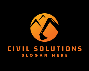 Mountain Construction Excavator logo design