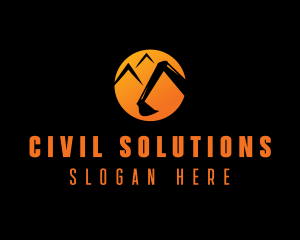 Mountain Construction Excavator logo design