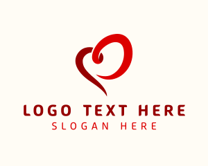 Dating - Valentine Heart Ribbon logo design