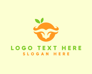 Bovine - Orange Bull Horns logo design