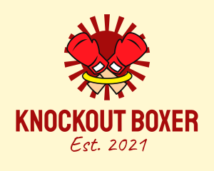 Boxer - Sun Boxing Gloves logo design