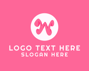 Curly - Pink Letter W logo design