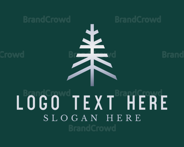 Metallic Pine Tree Nature Logo