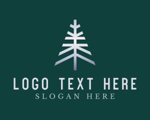 Organic - Metallic Pine Tree Nature logo design