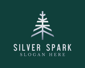 Metallic Pine Tree Nature logo design