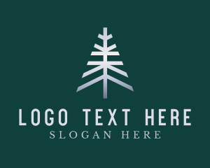 Tree - Metallic Pine Tree Nature logo design