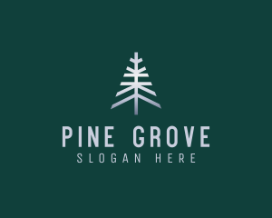 Metallic Pine Tree Nature logo design