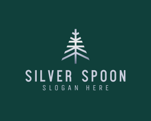 Metallic Pine Tree Nature logo design