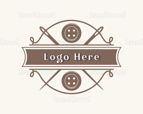 Button Needle Sewing Logo