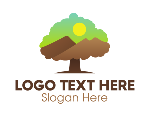 Tree - Sun Mountain Tree Scenery logo design