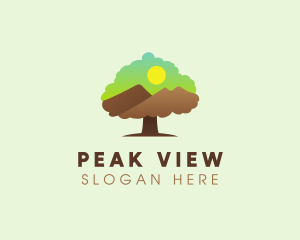 Mountain - Tree Mountain Sunset logo design