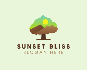 Sunset - Tree Mountain Sunset logo design