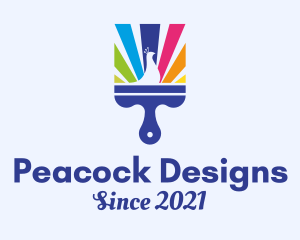 Colorful Paintbrush Peacock logo design