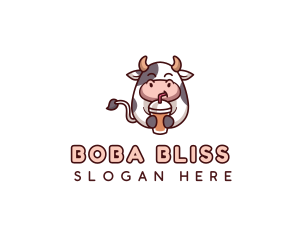 Boba - Milk Tea Cow Boba logo design