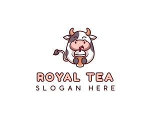 Milk Tea Cow Boba logo design