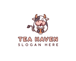 Milk Tea Cow Boba logo design