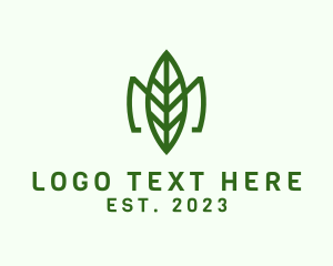 Vegan - Green Leaf Letter M logo design