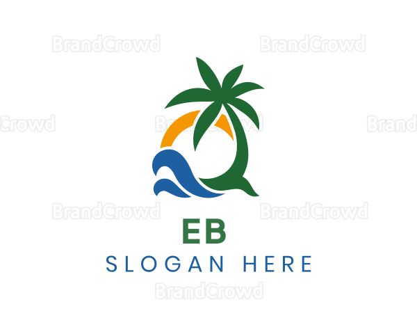 Tropical Summer Beach Tree Logo