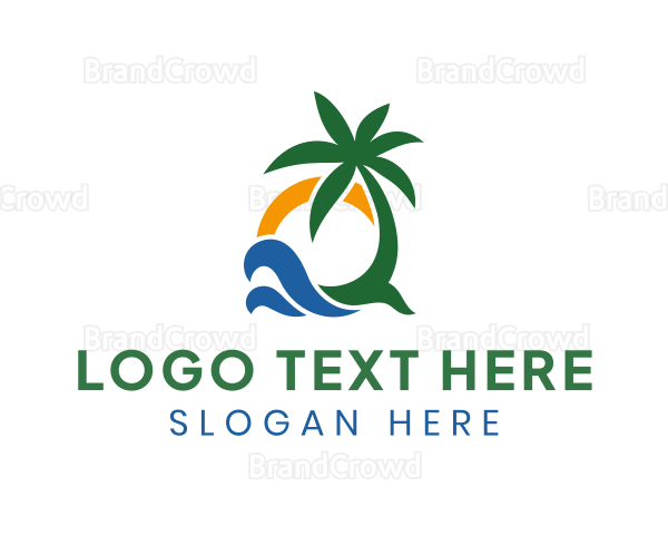 Tropical Summer Beach Tree Logo