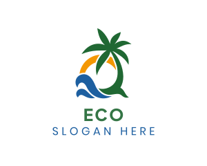 Ocean - Tropical Summer Beach Tree logo design