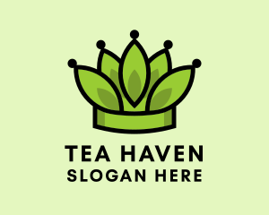 Botanical Leaf Crown  logo design