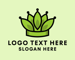 Botanical Leaf Crown  Logo