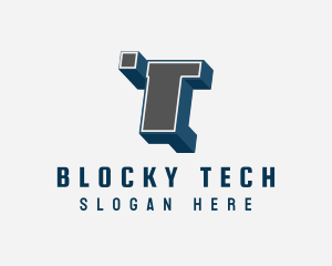 Blocky - 3D Graffiti Letter T logo design