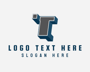 Blocky - 3D Graffiti Letter T logo design