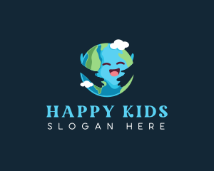 Happy Earth Cartoon logo design