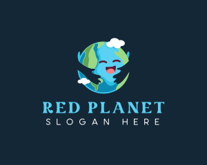 Happy Earth Cartoon logo design